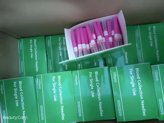 إبرة جمع الدم ذات اللون الوردي والأخضر والأزرق المعقمة 18g-23G