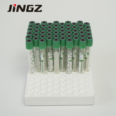 13 * 75mm Green Top Lithium Heparin Tube 4 ml أنابيب الدم للاختبارات البيوكيميائية