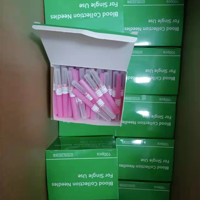 18G الوردي نوع القلم إبرة جمع الدم عينة متعددة تعقيم غاز EO