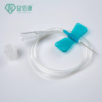 مجموعة وريد فروة الرأس على شكل فراشة 20g-25g مجموعة جمع الدم المجنح الأزرق والأسود والأخضر