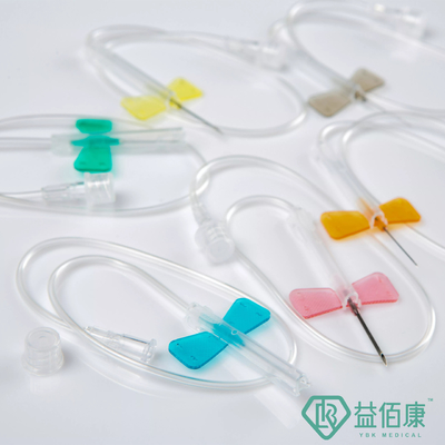 مجموعة وريد فروة الرأس على شكل فراشة 20g-25g مجموعة جمع الدم المجنح الأزرق والأسود والأخضر