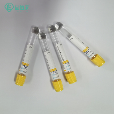 أنبوب جل الجلطة المنشط باللون الأصفر مقاس 16 * 100 مم Vacuum لجمع الدم