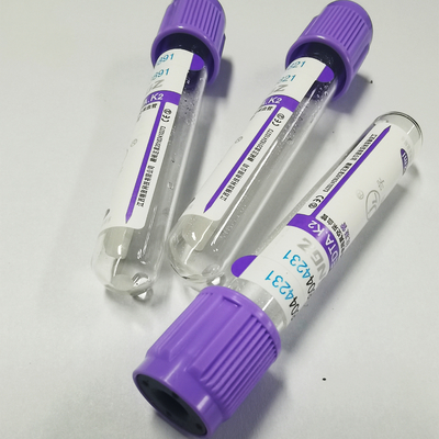 Purple Cap Vacuum EDTA Blood Collection Tube K3 EDTA 3.2mg / ml أنبوب اختبار بلاستيكي
