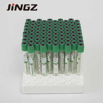 13 * 75mm Green Top Lithium Heparin Tube 4 ml أنابيب الدم للاختبارات البيوكيميائية