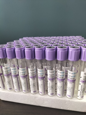أنبوب K2 EDTA المعتمد من قبل CE الأرجواني الغطاء العلوي الطبية أنبوب لجمع الدم النوع 1ml-10ml