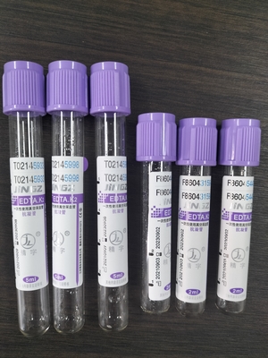 أنبوب K2 EDTA المعتمد من قبل CE الأرجواني الغطاء العلوي الطبية أنبوب لجمع الدم النوع 1ml-10ml