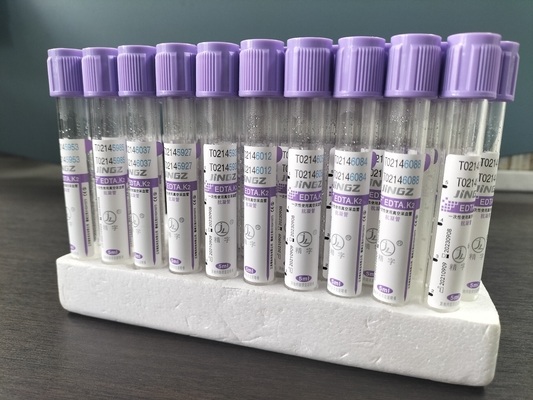 أنبوب K2 EDTA المعتمد من قبل CE الأرجواني الغطاء العلوي الطبية أنبوب لجمع الدم النوع 1ml-10ml