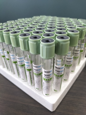 أنبوب لجمع الدم الطبي 2ml-10ml أنبوب اختبار الدم الأخضر الخفيف مع غطاء الضغط