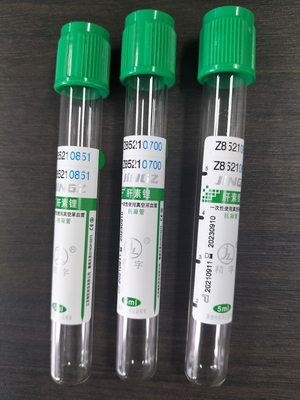 الغطاء الأخضر 2ml-10ml أنبوب هيبارين الصوديوم لإنتاج الدم الطبي أنبوب اختبار