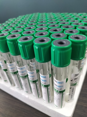 الغطاء الأخضر 2ml-10ml أنبوب هيبارين الصوديوم لإنتاج الدم الطبي أنبوب اختبار