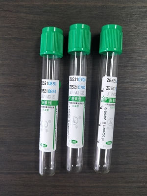 الغطاء الأخضر 2ml-10ml أنبوب هيبارين الصوديوم لإنتاج الدم الطبي أنبوب اختبار