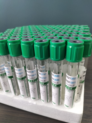 الغطاء الأخضر 2ml-10ml أنبوب هيبارين الصوديوم لإنتاج الدم الطبي أنبوب اختبار