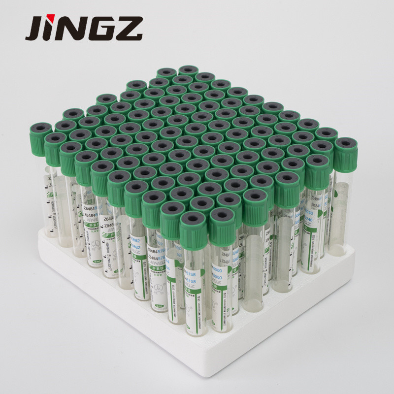 13 * 75mm Green Top Lithium Heparin Tube 4 ml أنابيب الدم للاختبارات البيوكيميائية