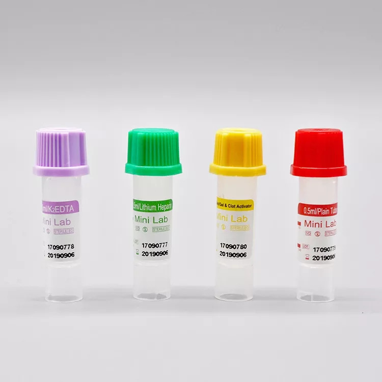 Heparin Vacuum Micro Blood Collection Tube 0.5ml PP 8 * 45mm للاستخدام الفردي