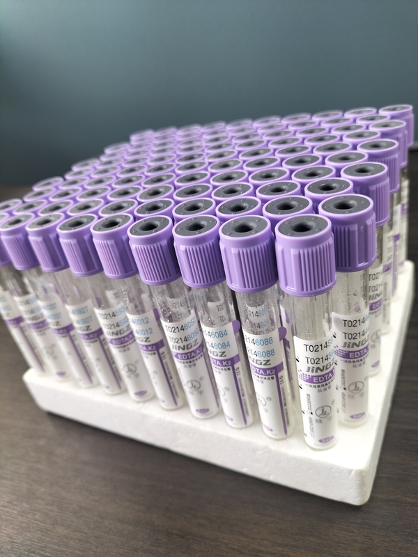 أنبوب EDTA الزجاجي K2 لـ 1ml-10ml سعة مع ملصق أنبوب أرجواني لون في المادة الزجاجية