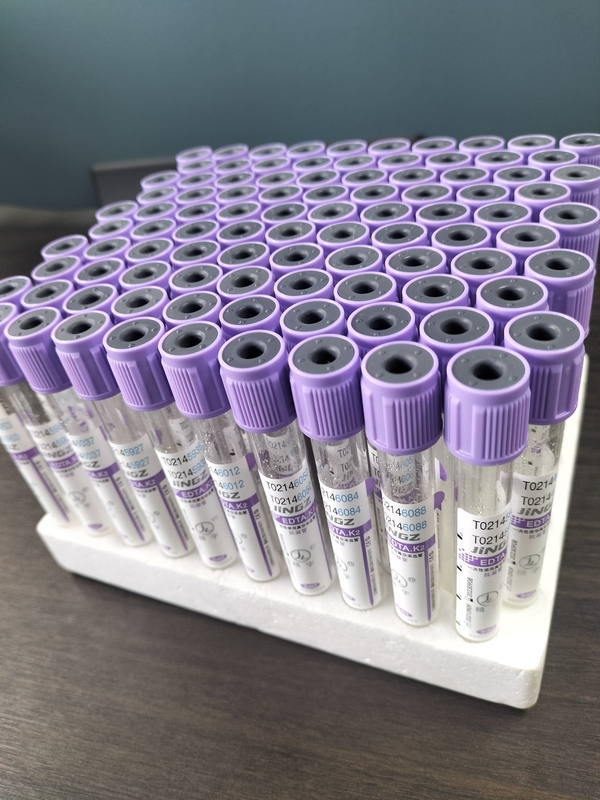 أنبوب K2 EDTA المعتمد من قبل CE الأرجواني الغطاء العلوي الطبية أنبوب لجمع الدم النوع 1ml-10ml